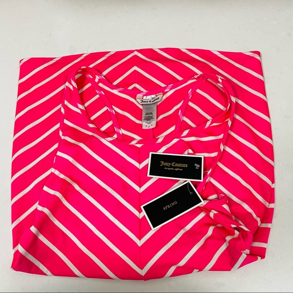 NWT Juicy Couture Beach Swim Coverup. Pink and White Stripes. Medium. - Picture 4 of 7